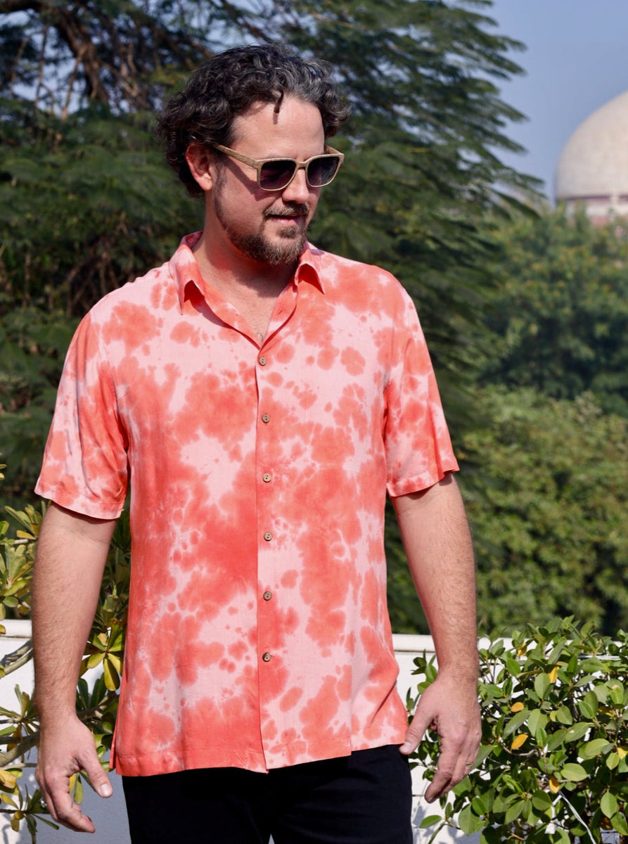 Coral Splash Tie Dye Short Sleeve Shirt – One World Brothers